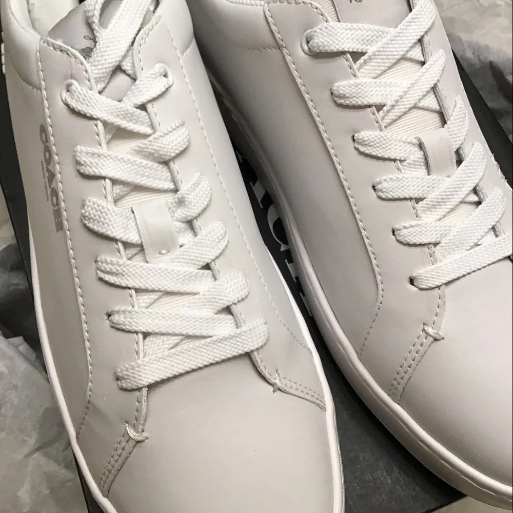 COACH ALL LEATHER OPTIC WHITE SIGNATURE SNEAKERS MENS - Picture 12 of 16